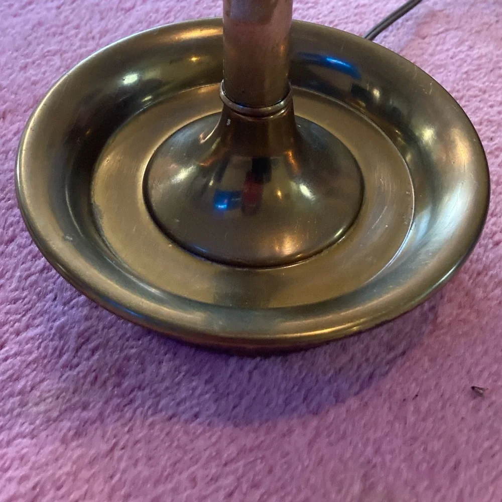 Vintage Brass Glass Spiral Hollywood Regency/Mid Century Table Lamp with Patina